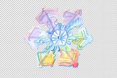 Aquarelle colorful snowflakes PNG set Product Image 2