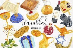 Watercolor Hanukkah Clipart, Chanukkah Clipart Product Image 1