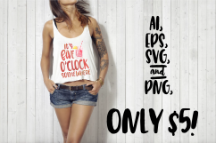 It&#039;s Five O&#039;Clock Somewhere Watercolor Sublimation Design Bundle Product Image 1