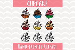 Cupcakes Clipart Set, Pastel Cupcakes, Digital Clip Art Product Image 1