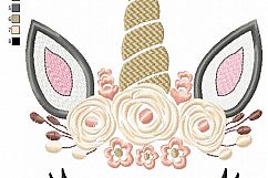 Pretty Unicorn Eyes Head Floral Design - Unicorn EMBROIDERY DESIGN FILE - Unicorn Shabby Chic Face Instant download - 4 sizes Product Image 9
