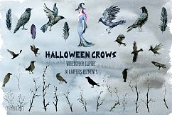 Halloween Crows and Witch Watercolour Product Image 5