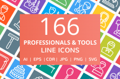 166 Professionals &amp; their tools Line Multicolor B/G Icons Product Image 1