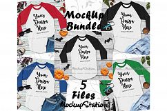 Raglan Mockup Bundle, 5 Baseball Tee Shirt Image Collection Product Image 1