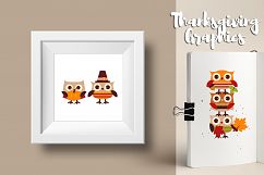 Cute Owl Thanksgiving Clipart Graphics Product Image 2