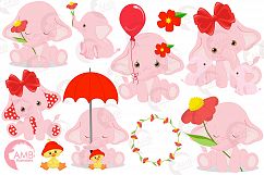 ELEPHANT babies in pink! BUNDLE! 53 cliparts, graphics and illustrations and Patterns AMB-2276 Product Image 4