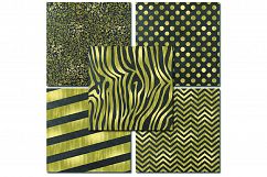 Gold Foil Chalkboard Digital Paper - Gold and Gray Stripes Product Image 2