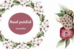 Winter watercolor garnet &amp; cotton watercolor clipart Product Image 2