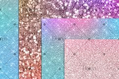 16 Magical Fairy Tale Unicorn Mermaid Glitter Digital Papers Product Image 4