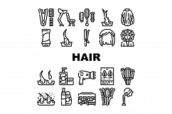 Healthy Hair Treatment Collection Icons Set Vector Product Image 1