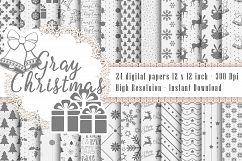 24 Luxury White and Gray Holiday Christmas Digital Papers Product Image 1