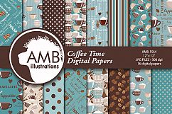 Coffee and friends in teal papers AMB-1564 Product Image 1