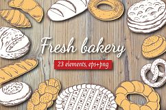 Sketch of bread and pastries. Product Image 1