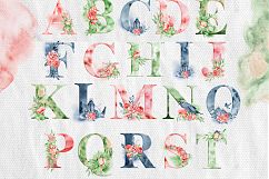 Alphabet clipart Watercolor alphabet Digital alphabet Letters clipart Floral alphabet Peonies alphabet Romantic clipart Monogram Numbers Product Image 2