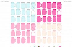 Hot Pink Mason Jar Floral Wedding Clipart Product Image 5