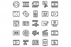 Clip montage icons set, outline style Product Image 1