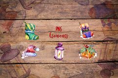 Amazing New Year's ollection PNG watercolor set Product Image 5