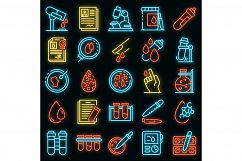 Blood test icons set vector neon Product Image 1