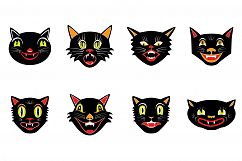 Vintage Vector Halloween Cats Product Image 1