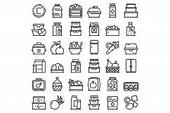 Food storage icons set, outline style Product Image 1