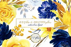 Blue and yellow watercolor flowers Product Image 1