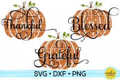 THANKFUL GRATEFUL BLESSED DISTRESSED PUMPKINS SVG DXF PNG Product Image 1