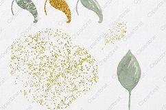 TROPICAL HIBISCUS Watercolor Floral Clipart Commercial Use Clip Art Hawaii Beach Flowers Pink &amp; Gold Metallic Wreaths Invitation Graphics Product Image 3