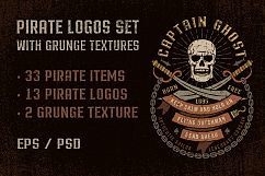 Pirate logos set with grunge Product Image 1