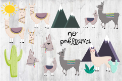 Llama Clipart PNG Baby Nursery Art No Prob Llama Cactus Product Image 1