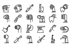 Electric toothbrush icons set, outline style Product Image 1