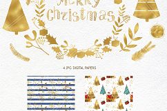 Merry Christmas clipart pack with Santa and digital paper Product Image 4
