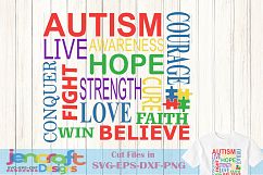 Autism Awareness Subway Word Art SVG Cut file Product Image 1