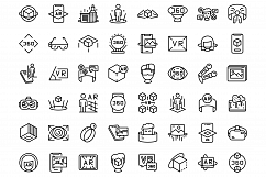 Augmented reality icons set, outline style Product Image 1