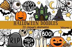 Halloween doodles clipart set Product Image 1