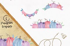 Pumpkin Huge Kit Pink Blue Watercolor Clipart Fall Package Product Image 6