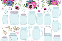 Pink and Navy Mason Jar Wedding Clipart Product Image 5