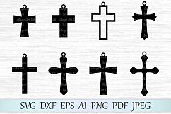 Cross earring svg file, Cross earrings svg, Earrings cut file, Cross earring clipart, Cross earring template, Laser cut earrings, Pendant svg Product Image 1