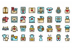 Clothes donation icons set vector flat Product Image 1