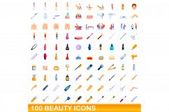 100 beauty icons set, cartoon style Product Image 1