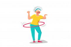 Senior Woman Exercising With Hula Hoop Vector Product Image 1