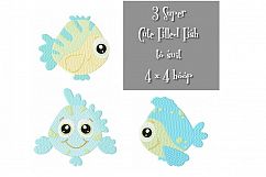 Cute FISH Multipack ~ 3 Filled Super Cute Fish Machine Embroidery Designs - Instant Download ~ Here Fishy Fishy Fishy Product Image 1