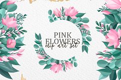 Pink Flowers. Clip art set Product Image 1