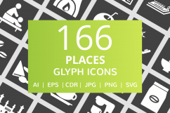 166 Places Glyph Inverted Icons Product Image 1