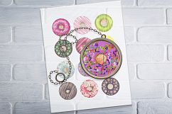Donuts Printable Round images, Digital Collage Sheet Product Image 2