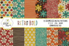 Retro Floral Digital Papers Product Image 1