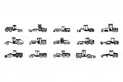 Grader machine truck icons set, simple style Product Image 1