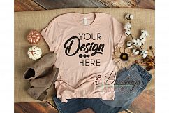 T-shirt Mock up Bella Canvas 3001 Heather Prism Peach Flat Product Image 1