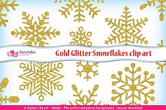 Gold Glitter Snowflakes clipart Product Image 1
