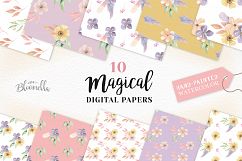 Magical Purple Floral Seamless Patterns Pink Digital Papers Product Image 1