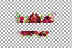Boho bordo floral frames watercolor clip art pack, burgundy Product Image 8